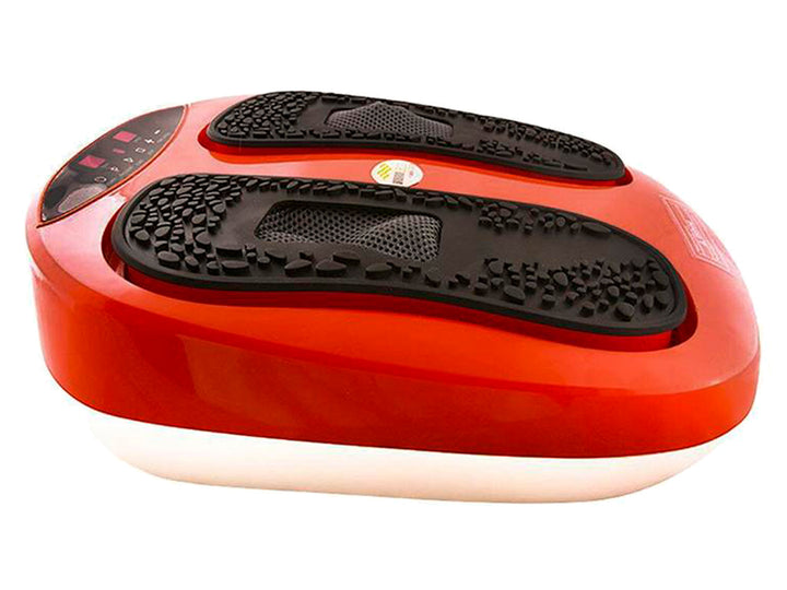 Ejercitador pasivo Powerlegs color naranja con pedales negros y panel de control digital.