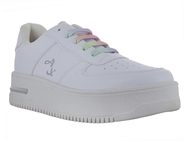 Tenis Andrax Blanco con Agujetas Arcoíris para Mujer