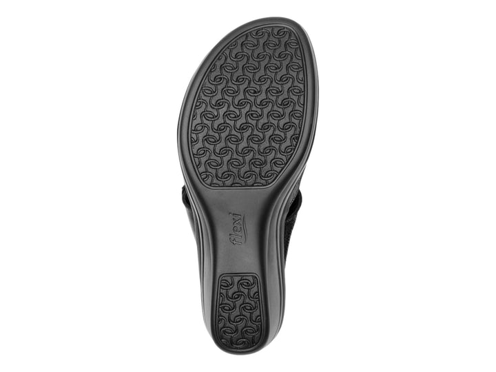Sandalia Flexi para mujer en color negro con dos correas anchas y suela ergonómica.