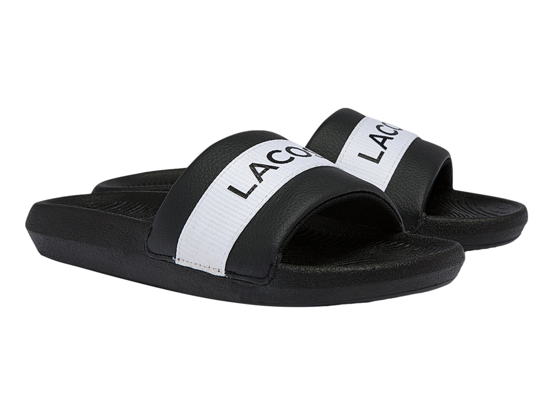 Sandalias Lacoste Croco Slide Negro y Blanco para Mujer