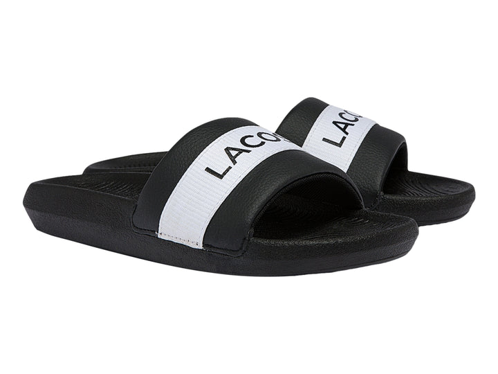 Sandalias Lacoste Croco Slide Negro y Blanco para Mujer