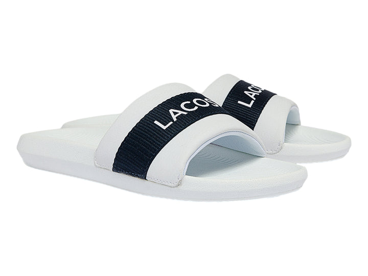 Sandalias Lacoste Croco Slide Blanco y Azul Marino