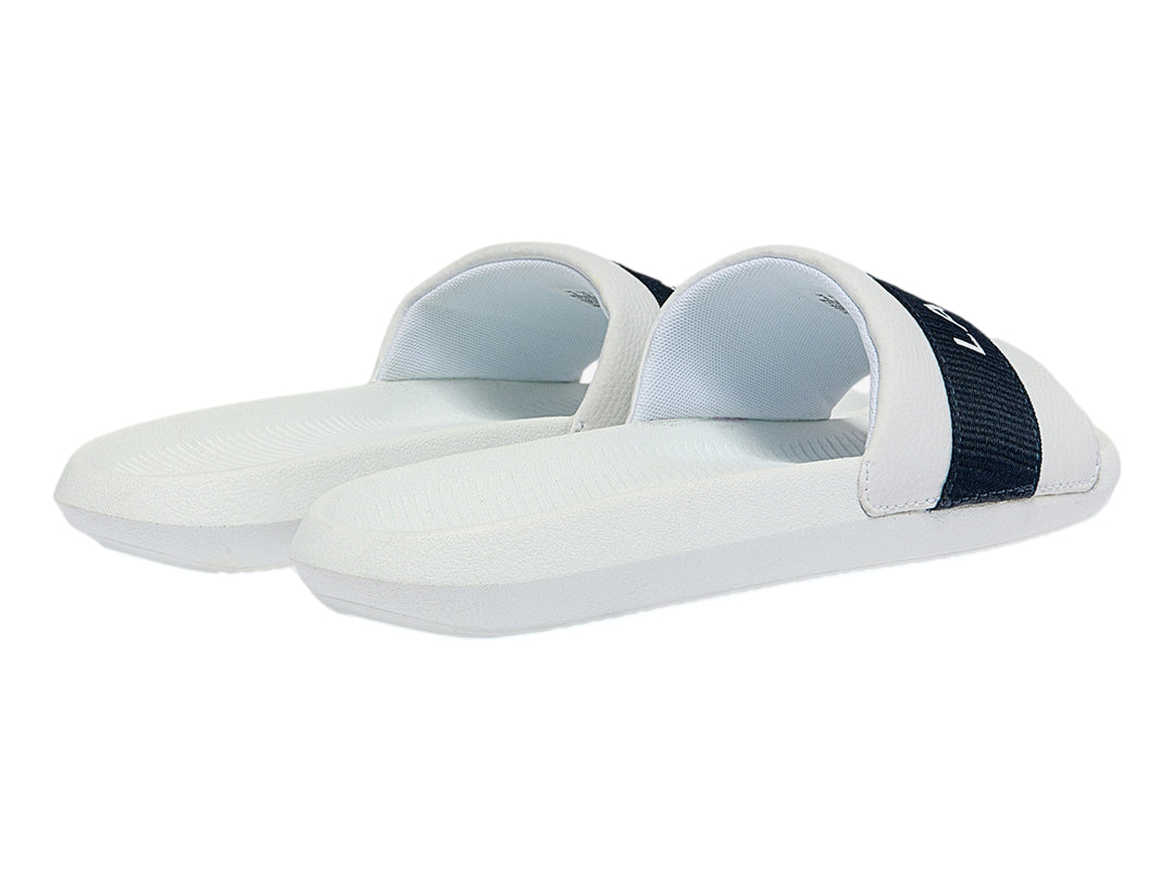 Sandalias Lacoste Croco Slide Blanco y Azul Marino