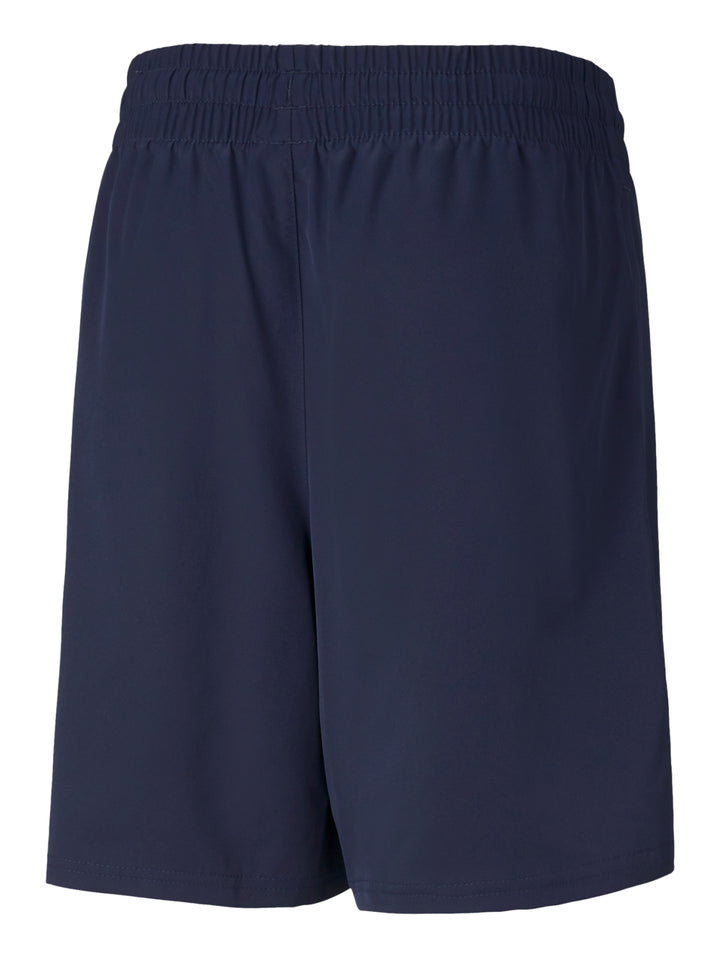 Shorts deportivos PUMA en color azul marino con cintura elástica y logotipo lateral.
