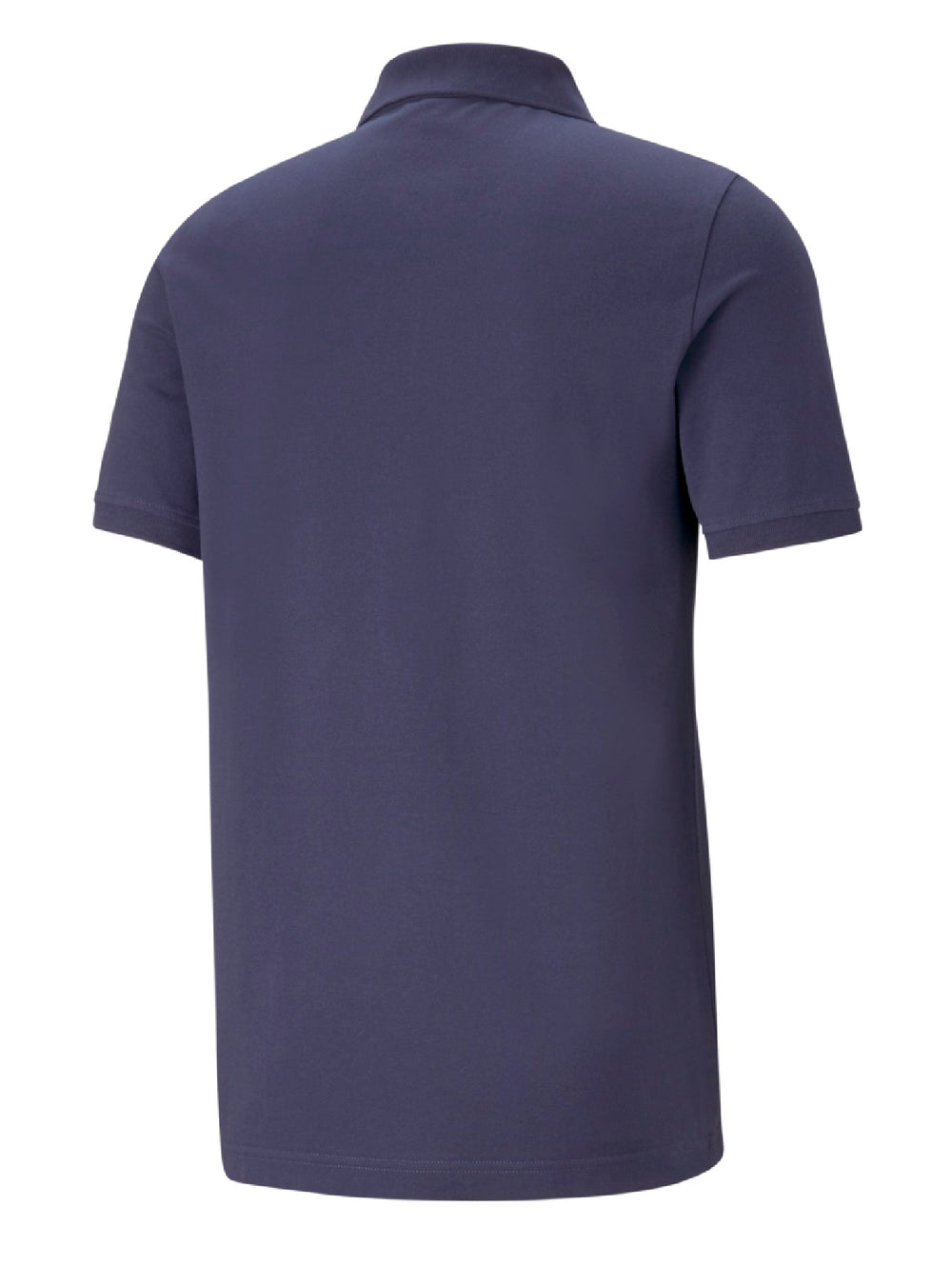 Playera polo PUMA de color azul marino con logotipo blanco en el pecho.