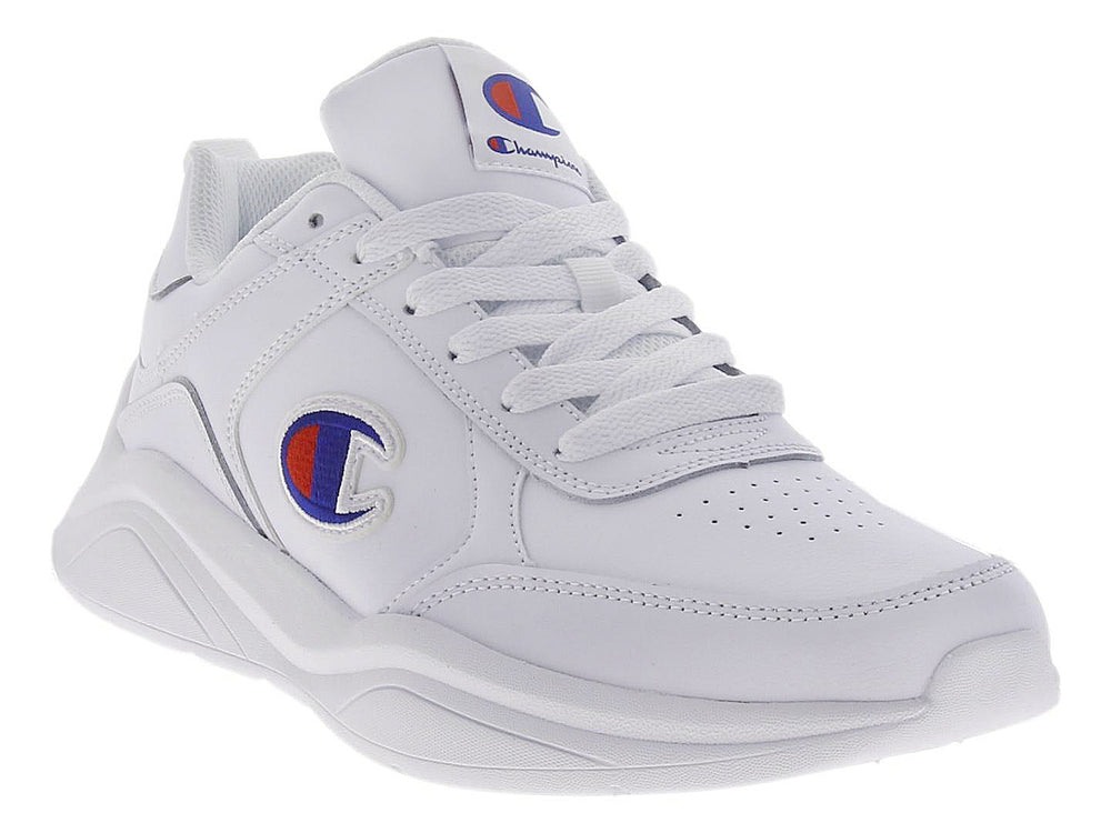 Tenis deportivos Champion color blanco con logotipo en el lateral y suela blanca robusta.