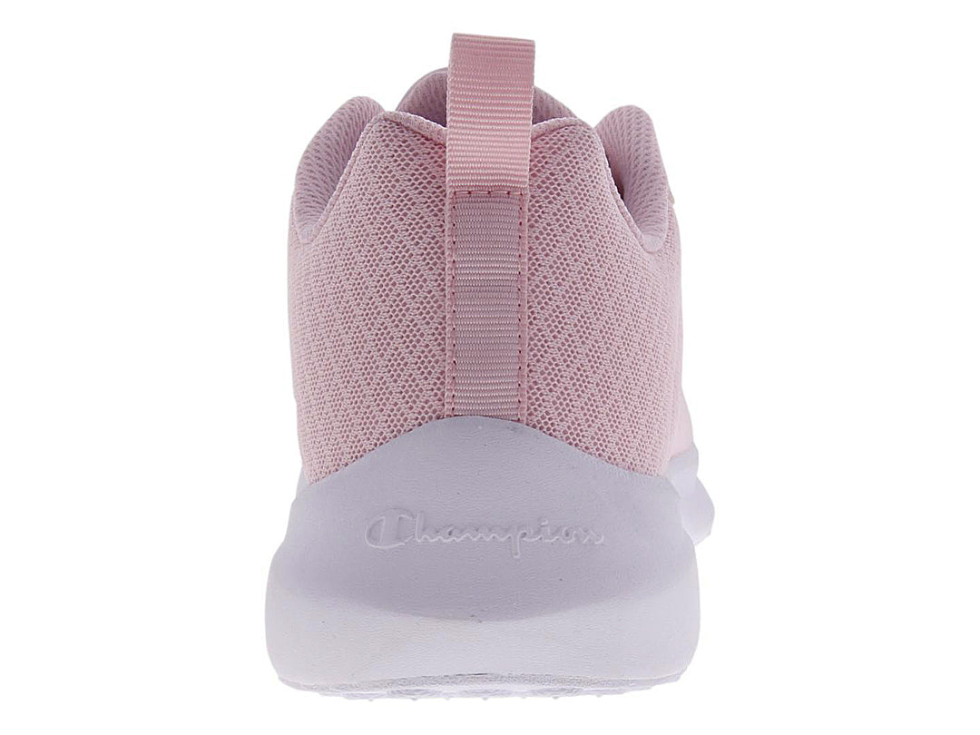 Tenis deportivos Champion color rosa con suela blanca para mujer.