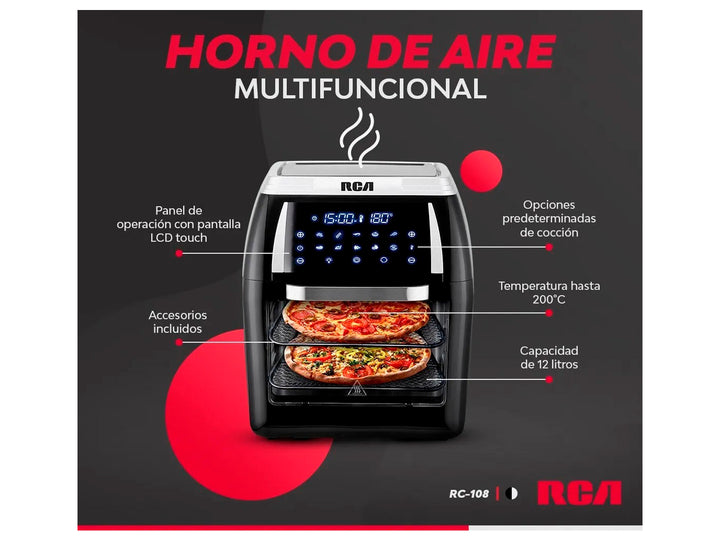 Horno y Freidora de Aire RCA Negro 12L