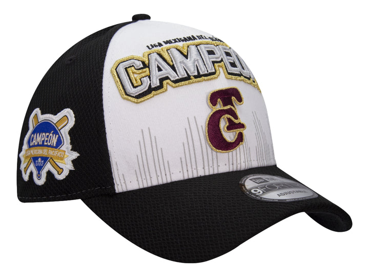 Gorra de béisbol New Era bicolor negro y blanco con texto bordado &