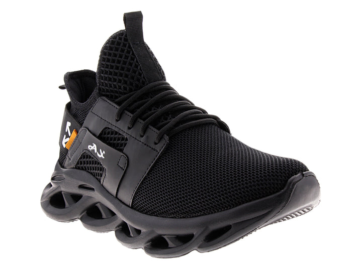 Tenis de baloncesto Andrax color negro con suela gruesa y tejido de malla para hombre.