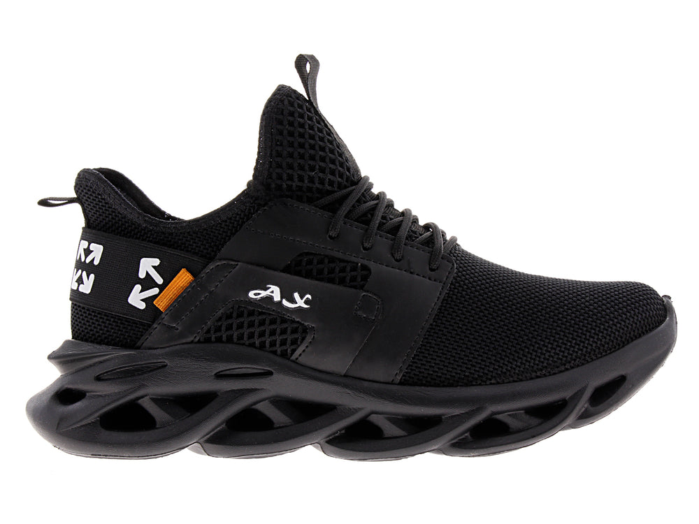 Tenis de baloncesto Andrax color negro con suela gruesa y tejido de malla para hombre.