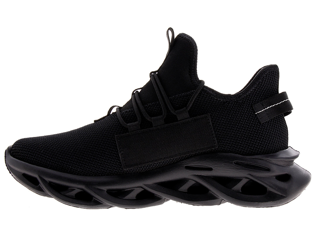 Tenis de baloncesto Andrax color negro con suela gruesa y tejido de malla para hombre.