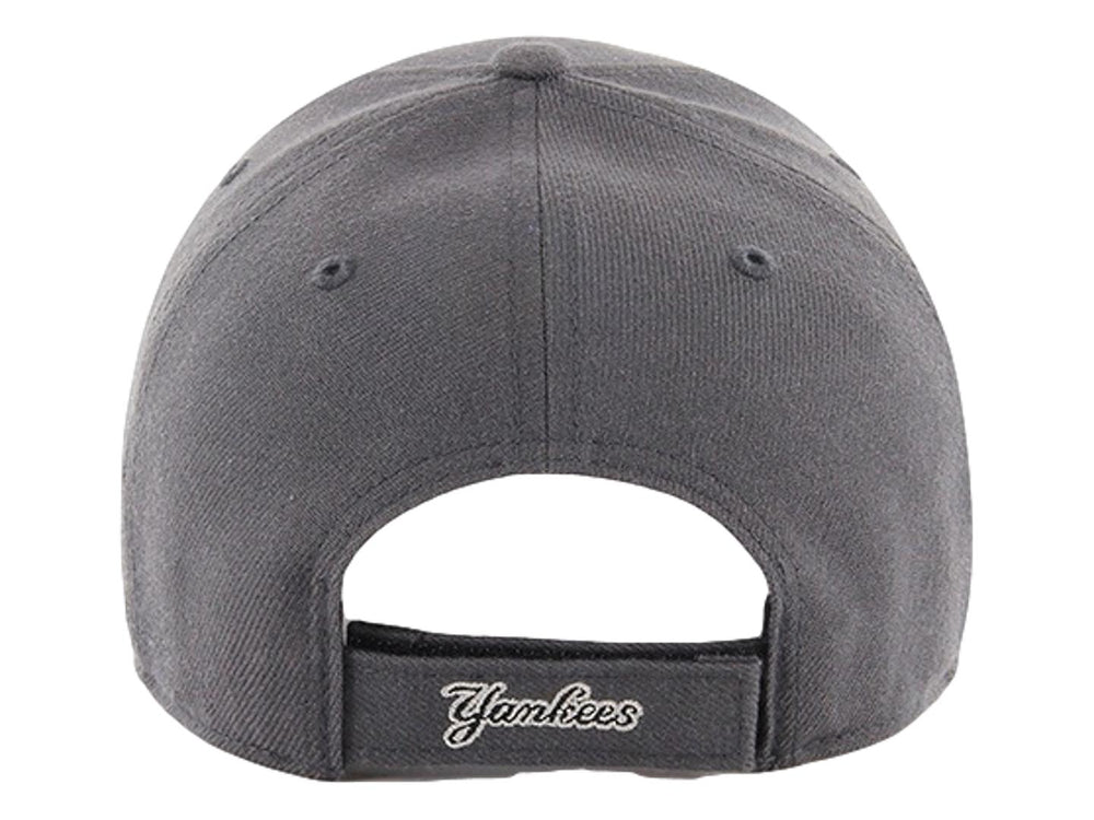 Gorra de béisbol color gris carbón con logotipo de los New York Yankees bordado al frente.