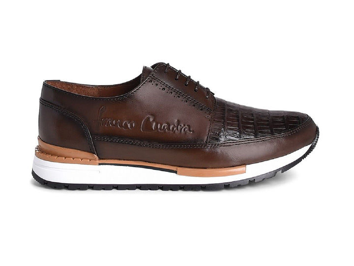 Zapatos Cuadra de Piel de Caimán Café para Hombre