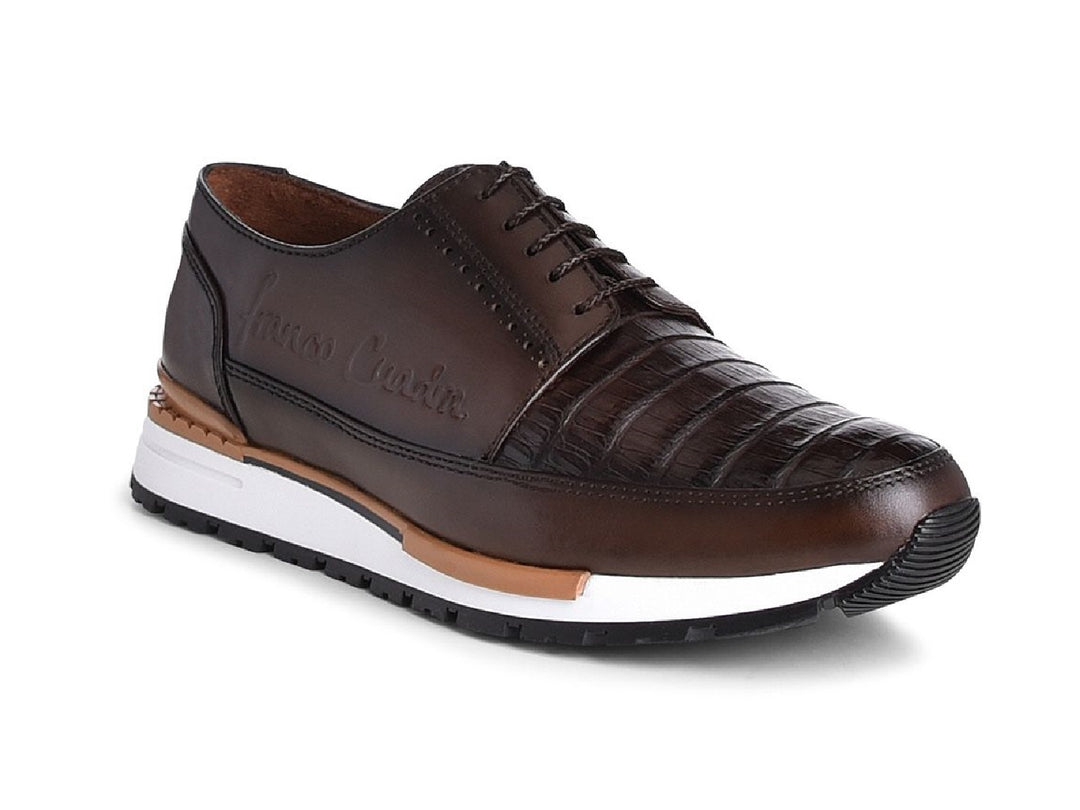 Zapatos Cuadra de Piel de Caimán Café para Hombre