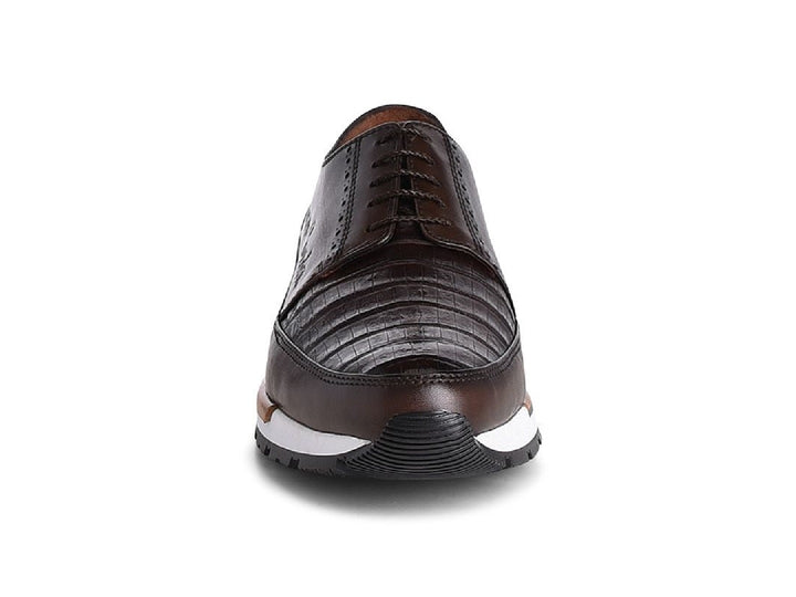 Zapatos Cuadra de Piel de Caimán Café para Hombre