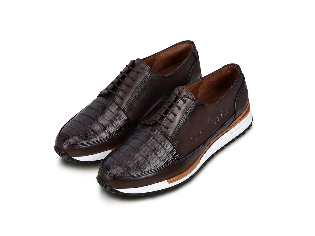 Zapatos Cuadra de Piel de Caimán Café para Hombre