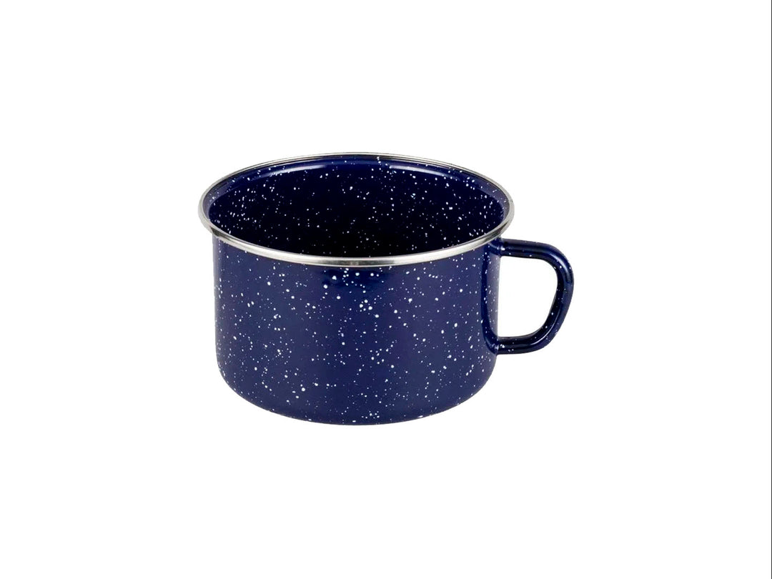 Set de batería de cocina Ekco de 9 piezas en color azul marino con acabado brillante y tapas de vidrio.