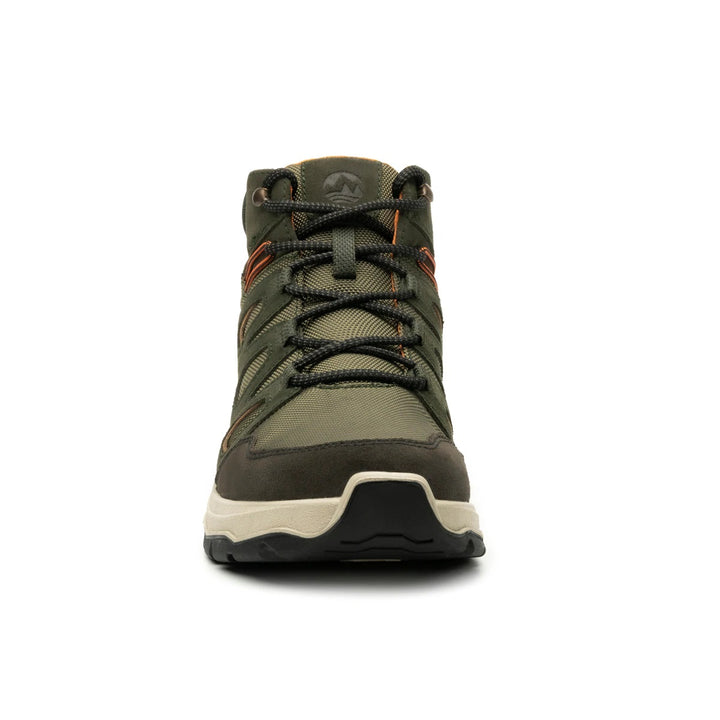 Botas Flexi Frey para hombre en color olivo con suela beige y detalles en naranja.