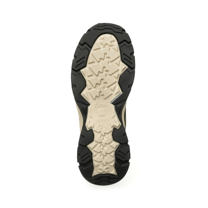 Botas Flexi Frey para hombre en color olivo con suela beige y detalles en naranja.