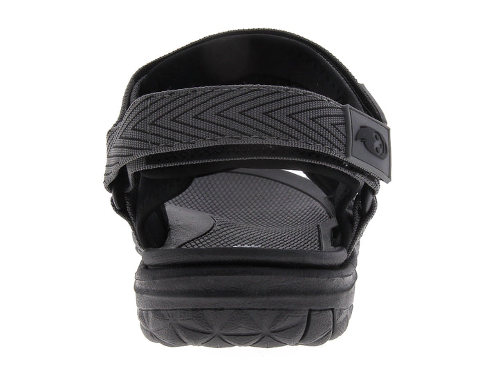 Sandalia gladiador para niño en color gris con tiras texturizadas y cierre de velcro.