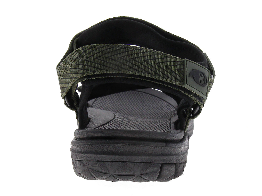 Sandalia tipo gladiador para niño en color verde militar con suela negra.