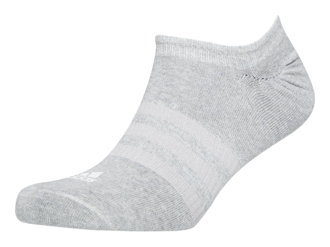 Calcetín deportivo Adidas de corte bajo en color gris oscuro con logotipo blanco.