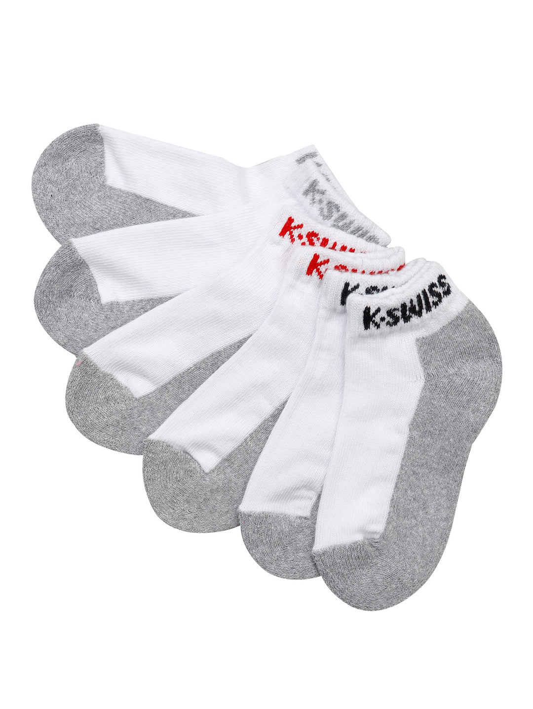 Paquete de 5 pares de calcetines K-Swiss para niño en colores blanco y gris.