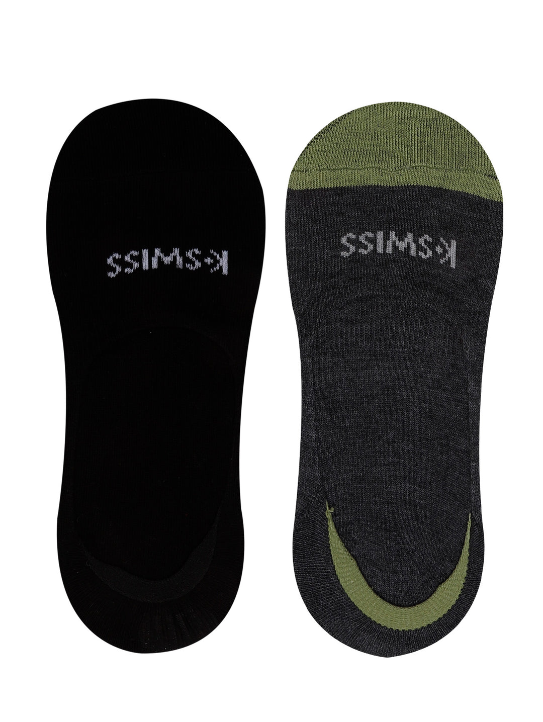 Calcetines protectores K-Swiss en color negro y gris con detalles en verde oliva.