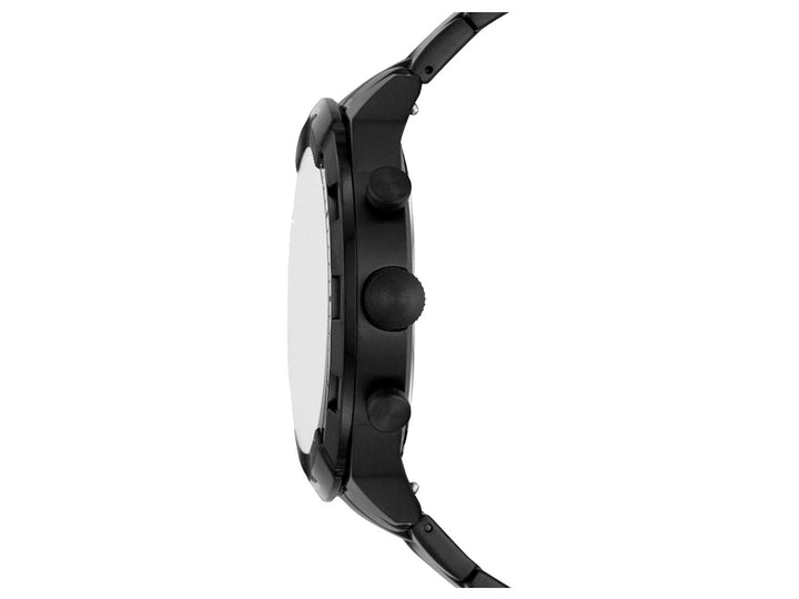 Reloj Fossil negro para hombre con caja circular, esfera de cronógrafo y extensible de metal mate.
