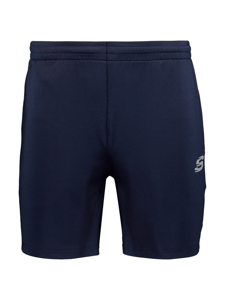 Short deportivo Skechers en color azul marino con logotipo lateral y cintura elástica.
