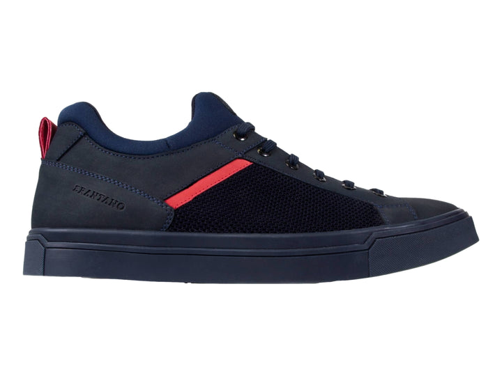 Tenis Brantano Stark para hombre en color azul marino con detalles decorativos en rojo.