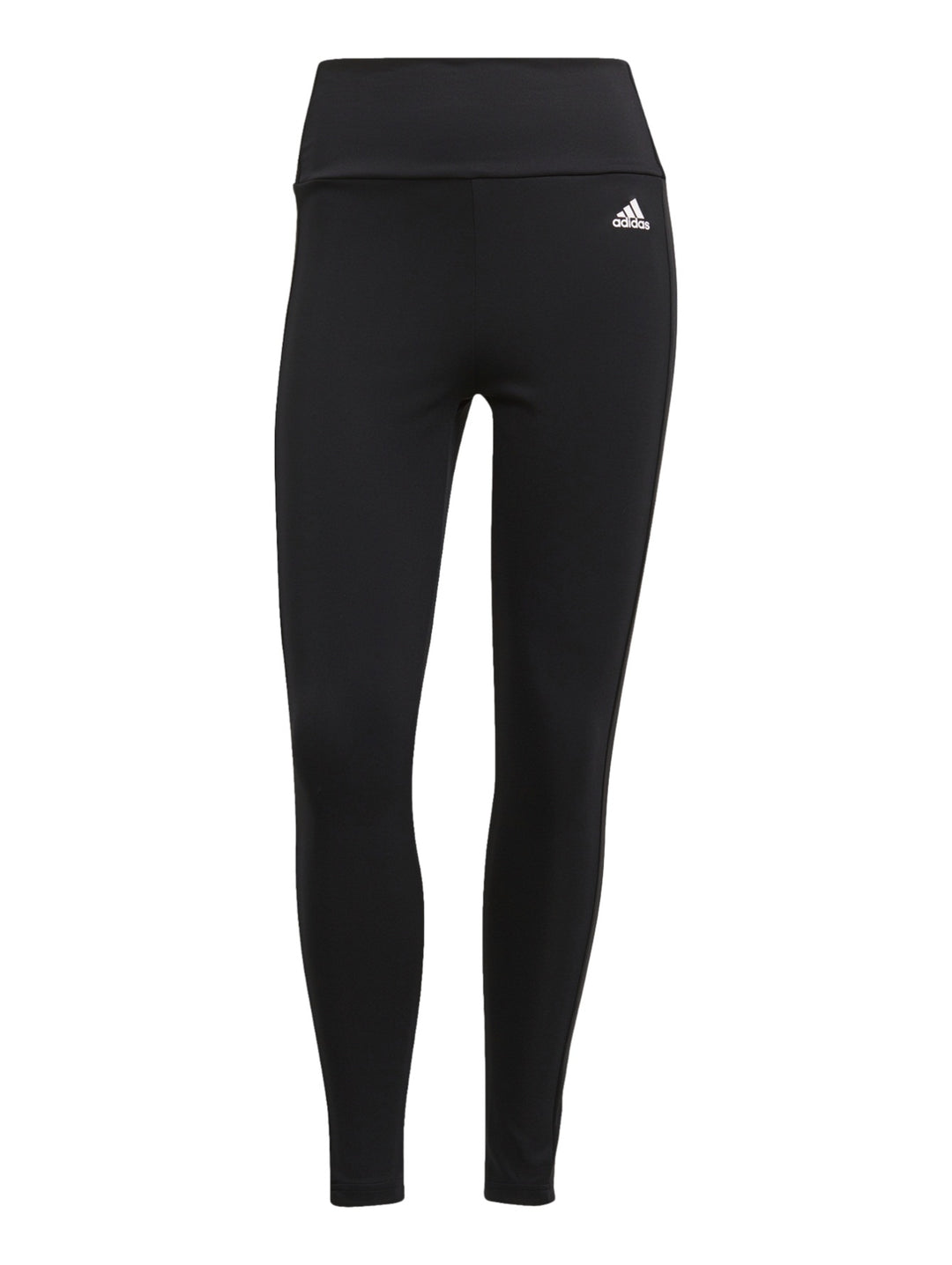 Mallas deportivas Adidas negras con tres franjas blancas laterales para mujer.