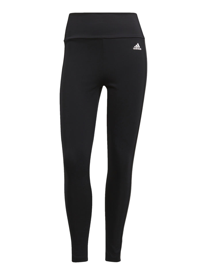 Mallas deportivas Adidas negras con tres franjas blancas laterales para mujer.