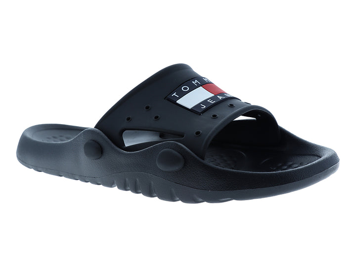 Sandalia Tommy Hilfiger Heritage Tommy Jeans Poolslide para hombre en color negro.