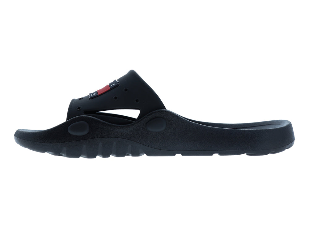 Sandalia Tommy Hilfiger Heritage Tommy Jeans Poolslide para hombre en color negro.