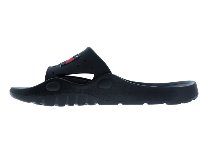Sandalia Tommy Hilfiger Heritage Tommy Jeans Poolslide para hombre en color negro.