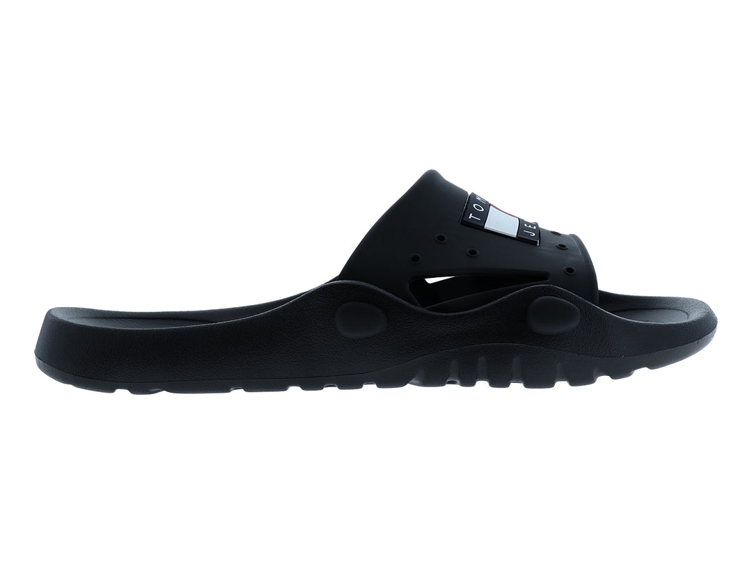 Sandalia Tommy Hilfiger Heritage Tommy Jeans Poolslide para hombre en color negro.