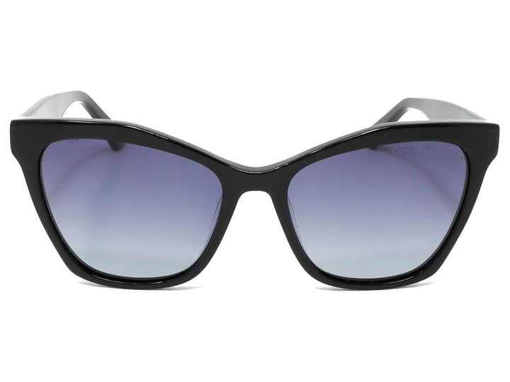 Lentes de sol Cloe para mujer en color negro con forma cat-eye y cristales polarizados degradados.