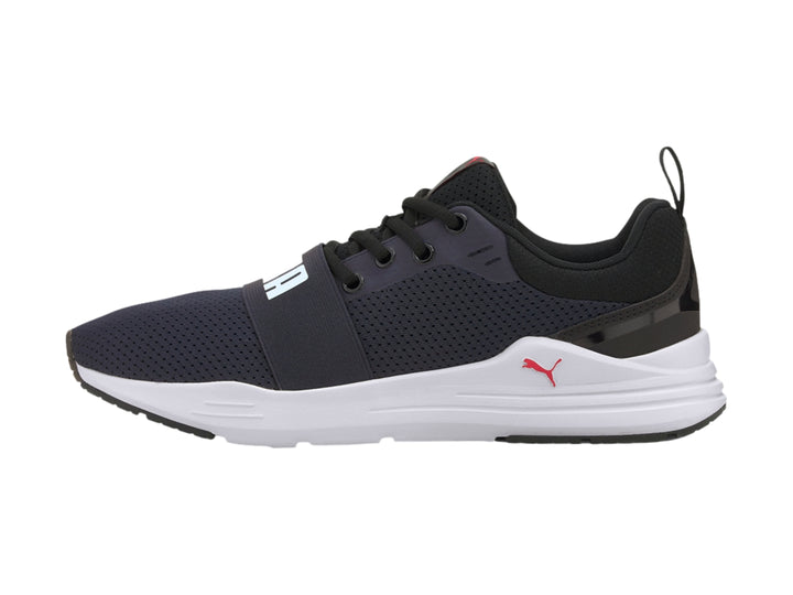 Tenis PUMA Wired Run en color azul marino con suela blanca y logotipo blanco en la parte superior.