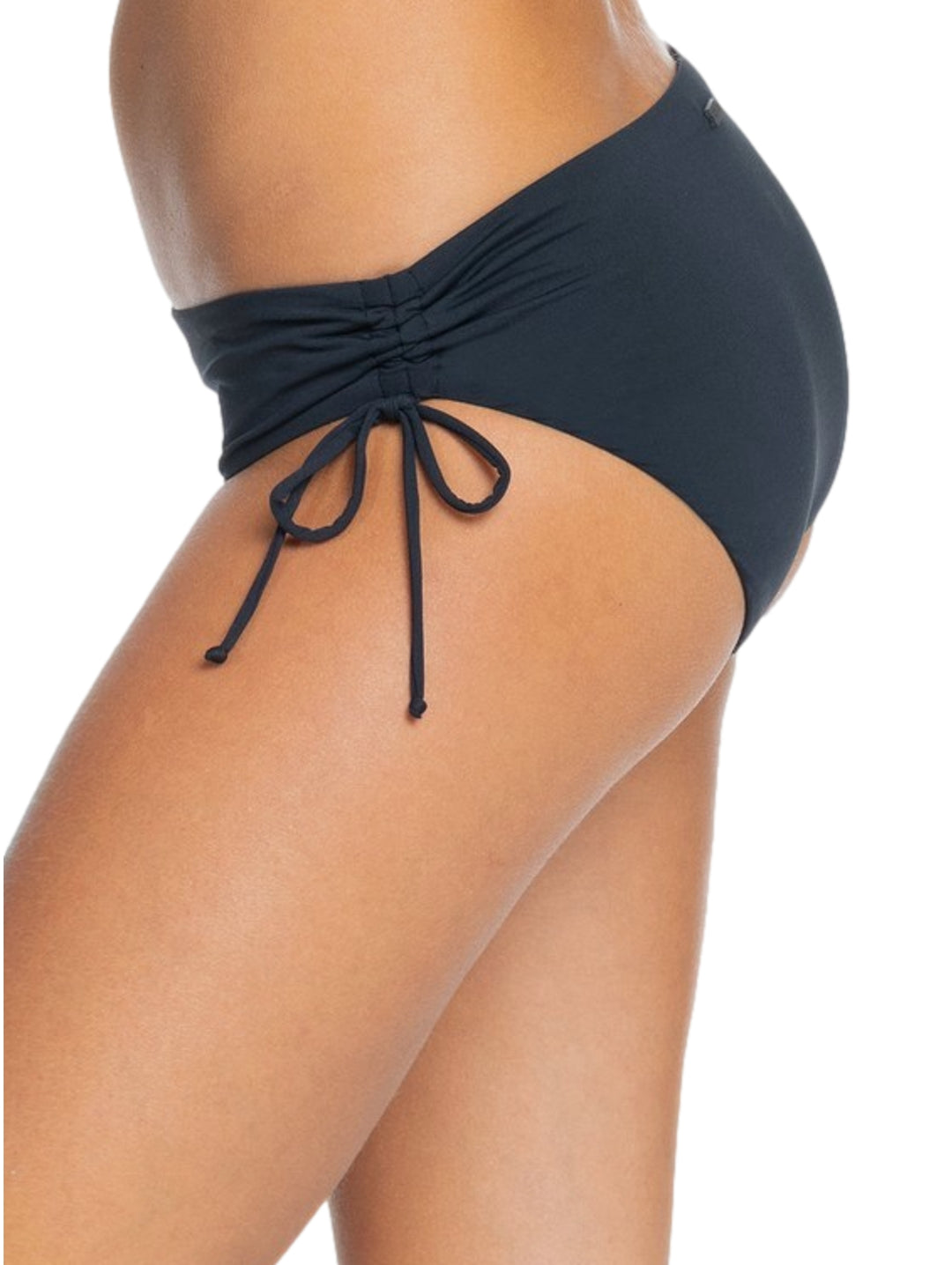 Parte inferior de traje de baño color negro con lazos ajustables en los costados para mujer.