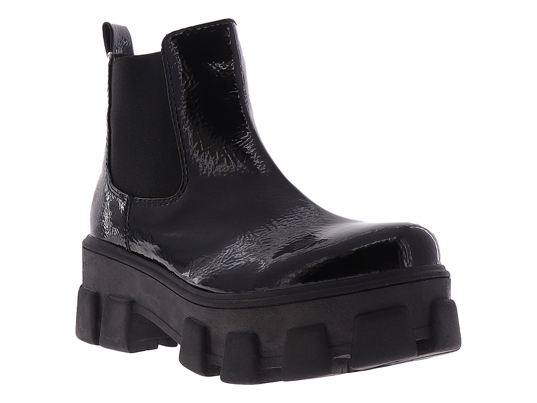 Botines Nomadas Negro Charol Arrugado para Mujer