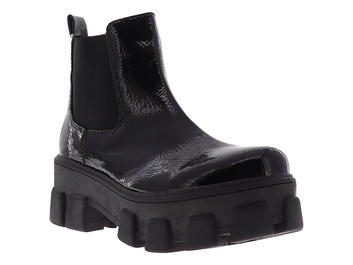 Botines Nomadas Negro Charol Arrugado para Mujer