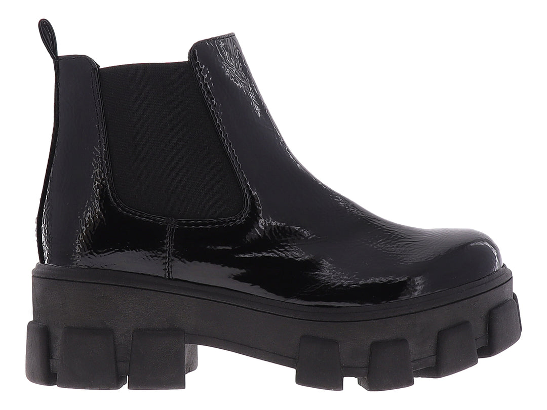 Botines Nomadas Negro Charol Arrugado para Mujer