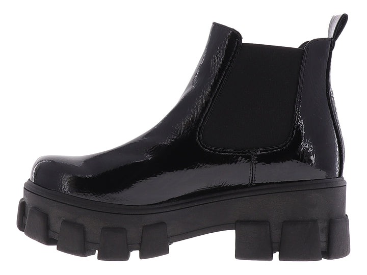 Botines Nomadas Negro Charol Arrugado para Mujer