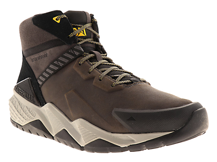 Botas Caterpillar Context Mid WP color Pavement para hombre, con diseño moderno y suela beige.