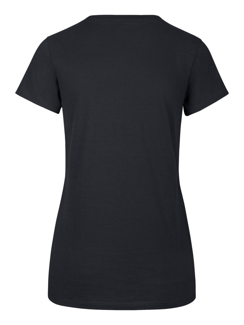 Playera azul marino para mujer con cuello en V y texto Yankees en color blanco en el pecho.