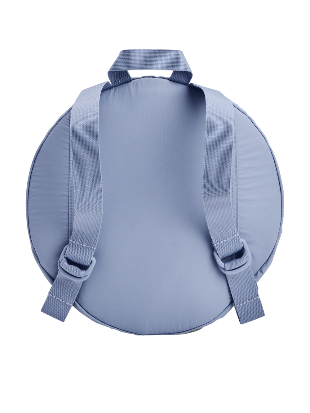 Mochila Under Armour de color azul claro con forma circular y logotipo central.