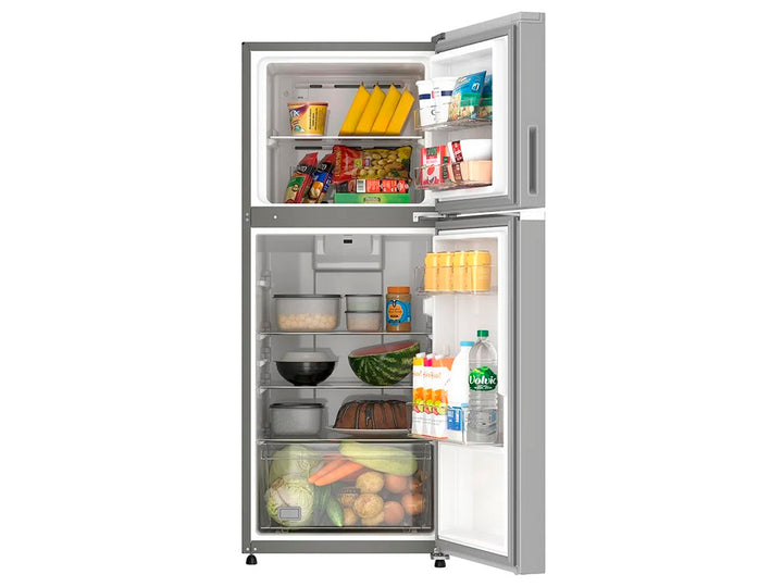 Refrigerador Whirlpool de acero inoxidable con diseño moderno y vertical.
