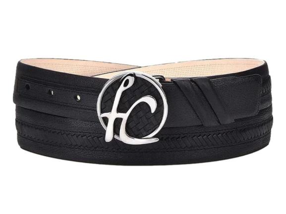 Cinto Cuadra de Piel de Res Negro para Hombre